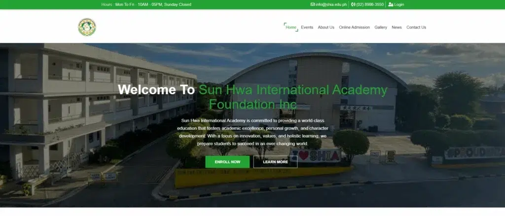 Sun Hwa International Academy Foundation Inc school campus in the Philippines showcasing modern educational facilities and main building